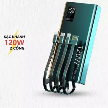 (Tặng Cáp Sạc Nhanh)sạc dự phòng pin 50000mAh sạc nhanh pin 120W dung lượng lớn có sẵn nhiều dây sạc năng lượng mặt trời