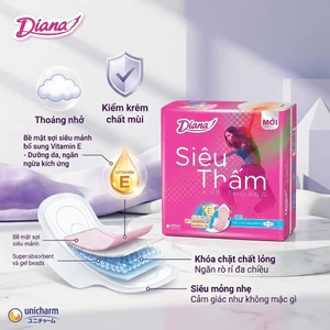 BVS DIANA SIÊU THẤM SIÊU MỎNG CÓ CÁNH (GÓI 8 MIẾNG) – KHÔ THOÁNG TỨC THÌ, TỰ TIN SẢI BƯỚC