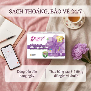 BVS HÀNG NGÀY DIANA KHÁNG KHUẨN 20 MIẾNG – SẠCH THOÁNG BẢO VỆ 24/7