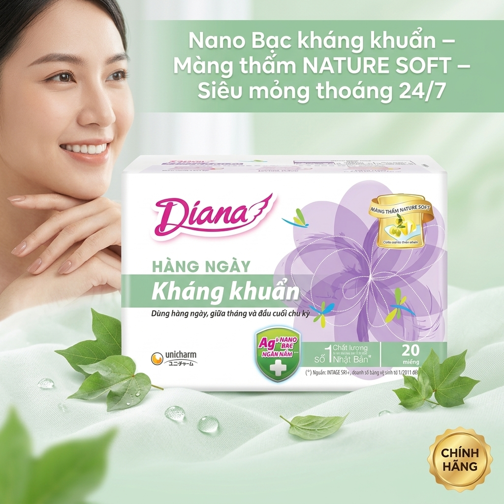 BVS HÀNG NGÀY DIANA KHÁNG KHUẨN 20 MIẾNG – SẠCH THOÁNG BẢO VỆ 24/7