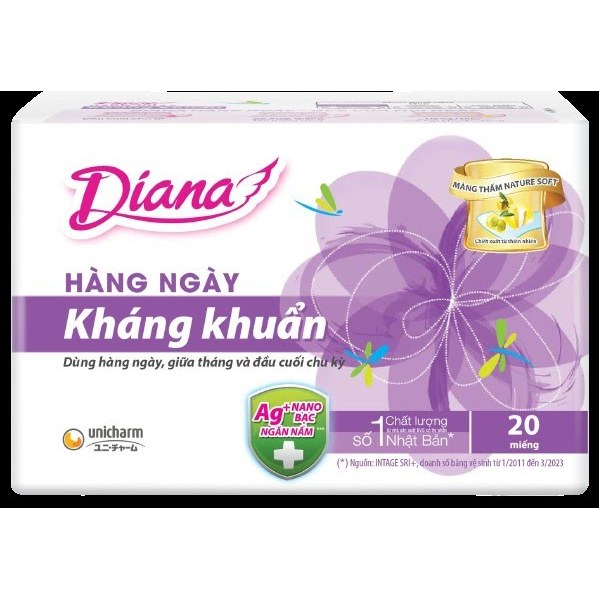BVS HÀNG NGÀY DIANA KHÁNG KHUẨN 20 MIẾNG – SẠCH THOÁNG BẢO VỆ 24/7