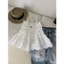 Set áo 2 dây babydoll ren bèo quần jeans gân mài