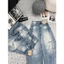 Set áo 2 dây babydoll ren bèo quần jeans gân mài