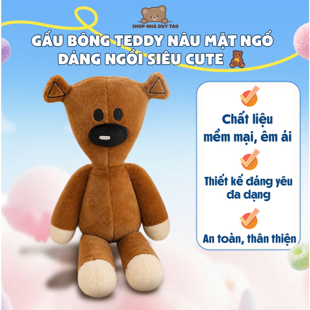 🧸 Gấu Bông Teddy Chân Dài Siêu Mềm | Gấu Ôm Ngủ Size 50cm-80cm Tone Nâu Cafe Cute Decor Phòng Quà Tặng Hot Trend