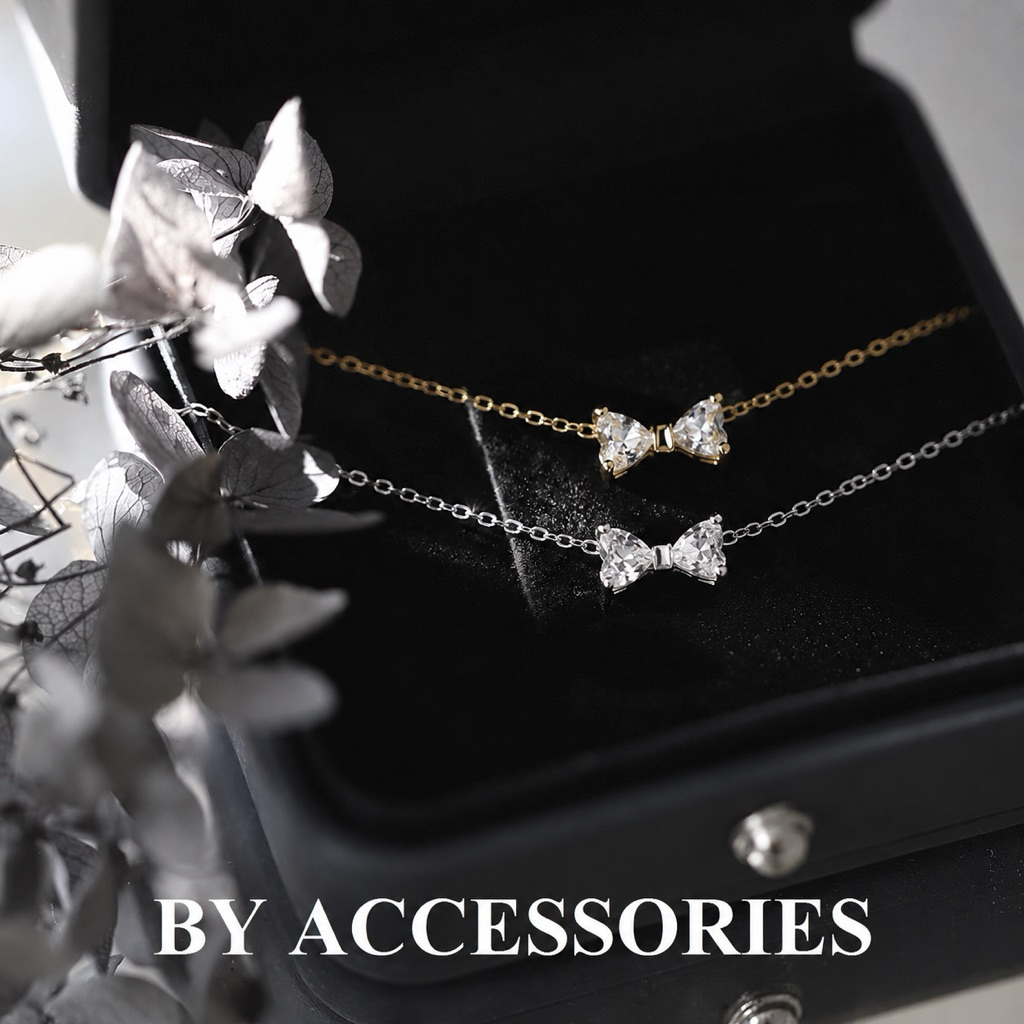 Dây chuyền nữ titan mặt hình chiếc nơ nhỏ xinh đính đá lấp lánh không gỉ WN2655 BY ACCESSORIES