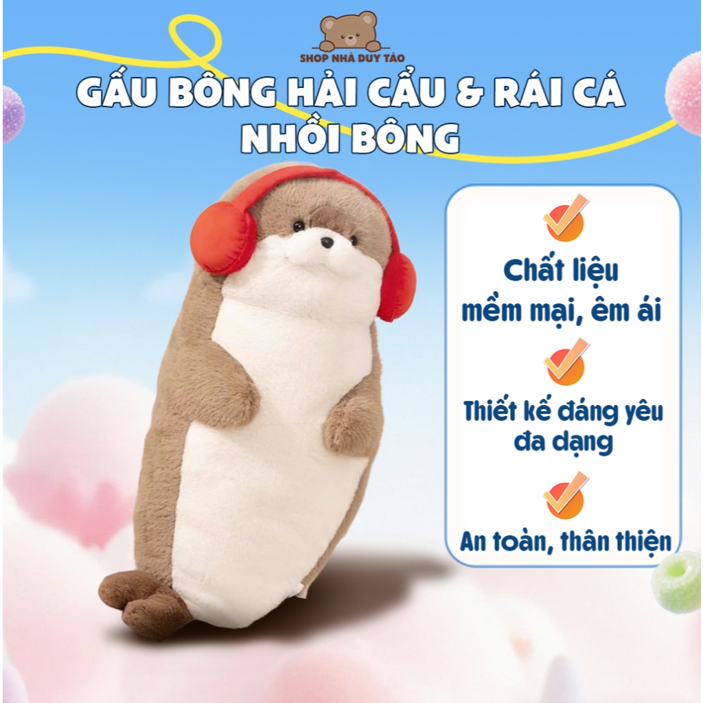 Gấu Bông Hải Cẩu & Rái Cá Nhồi Bông,Thú Nhồi Bông Rái Cá 50cm Siêu Đáng Yêu Siêu Dễ Thương Làm Quà Tặng
