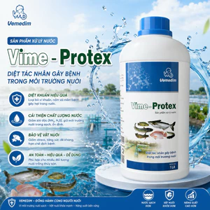 Vemedim Vime-Protex 1L - Sản phẩm xử lý nước diệt tác nhân gây bệnh trong môi trường nuôi cá an toàn hiệu quả