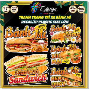 Decal Bánh Mì Chống Nước 🌈𝑭𝒓𝒆𝒆𝒔𝒉𝒊𝒑 Hình Dán Bánh Mỳ Thịt Trang Trí Xe/Tiệm Bánh Mì