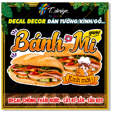 Decal Bánh Mì Chống Nước 🌈𝑭𝒓𝒆𝒆𝒔𝒉𝒊𝒑 Hình Dán Bánh Mỳ Thịt Trang Trí Xe/Tiệm Bánh Mì