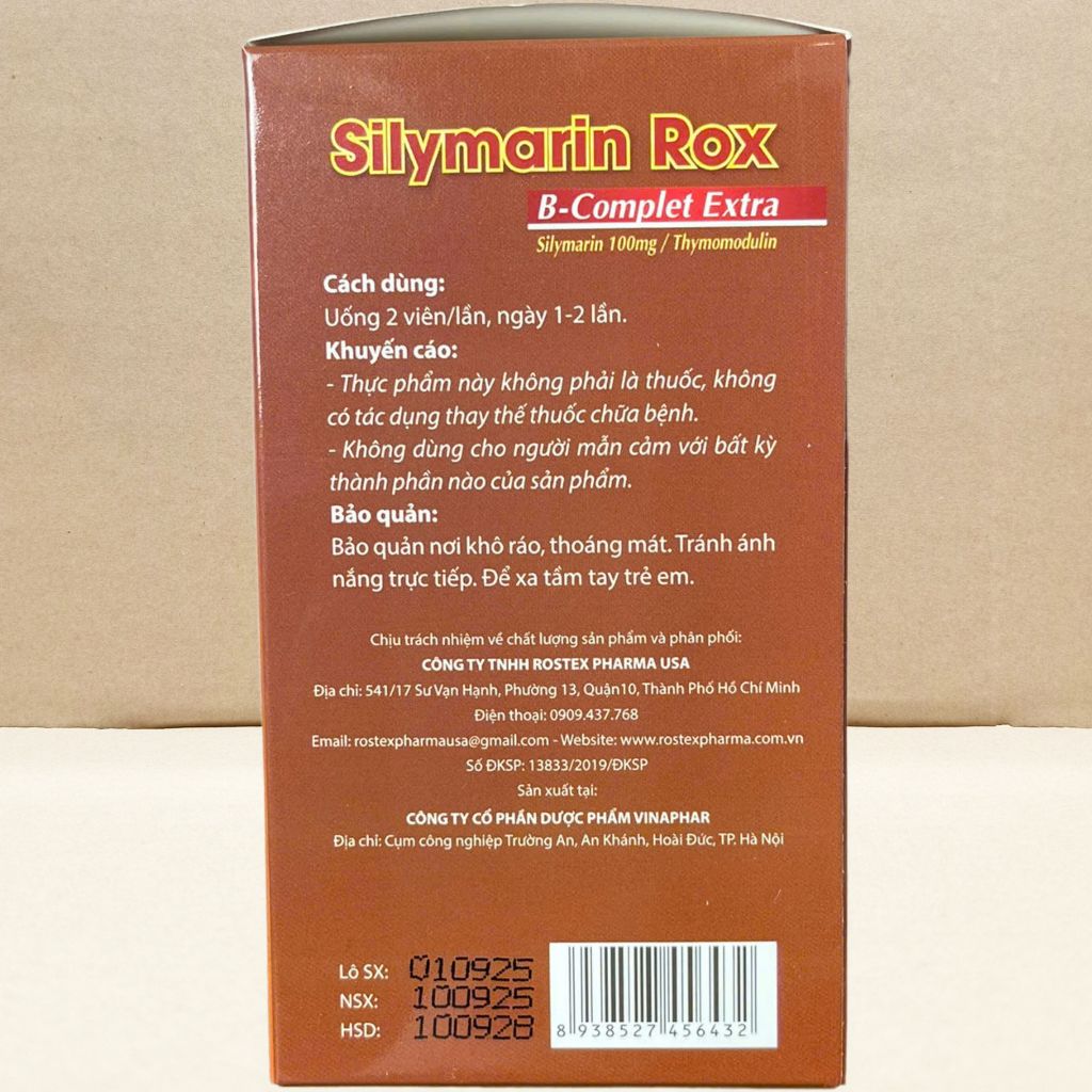 Combo 5 Hộp Silymarin Rox Nâu - Rostex - Vinaphar - Vitamin Chữa Lành