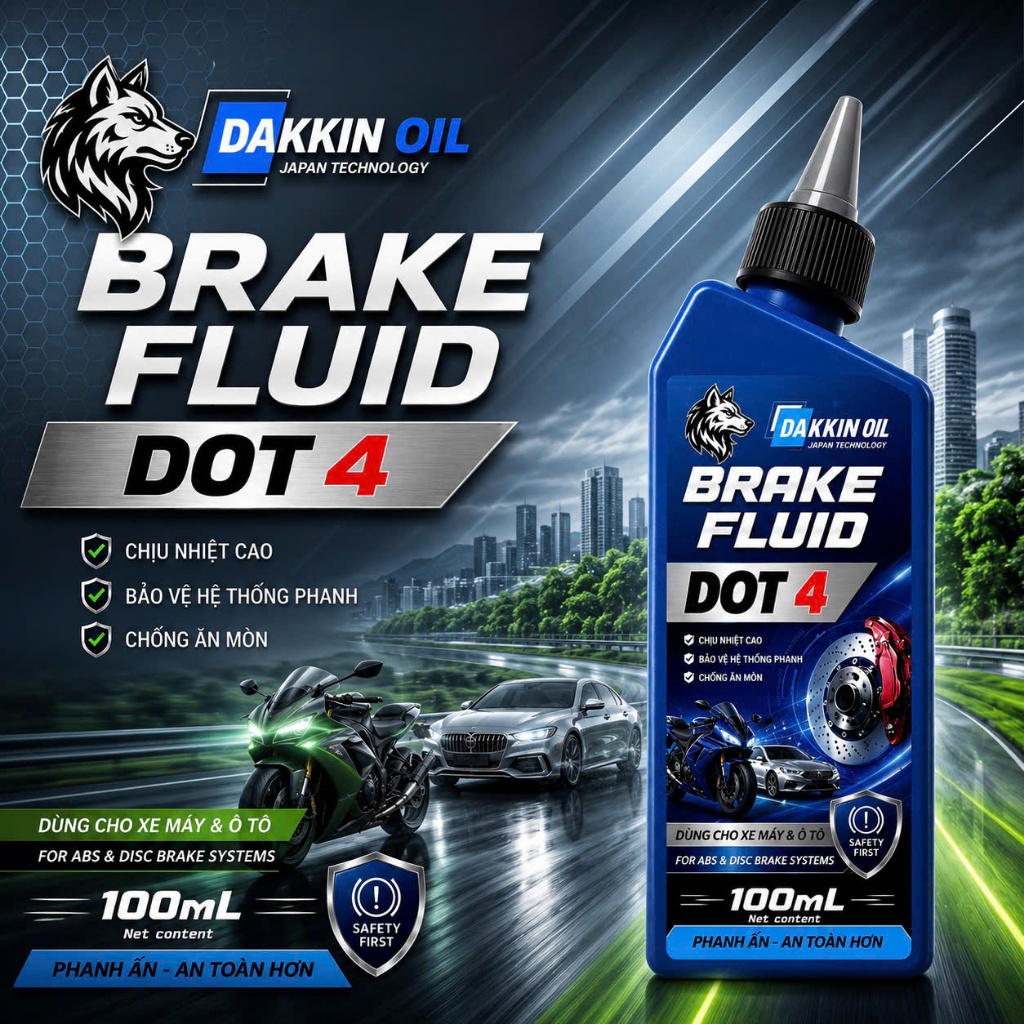 DẦU THẮNG  AKLUBE BRAKE FLUID DOT 4 - DẦU THẮNG CAO CẤP  -  100ML