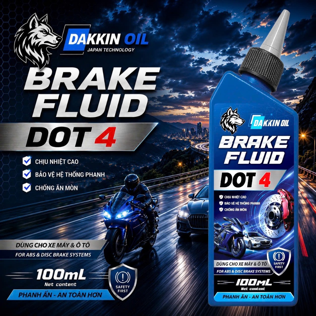 DẦU THẮNG  AKLUBE BRAKE FLUID DOT 4 - DẦU THẮNG CAO CẤP  -  100ML