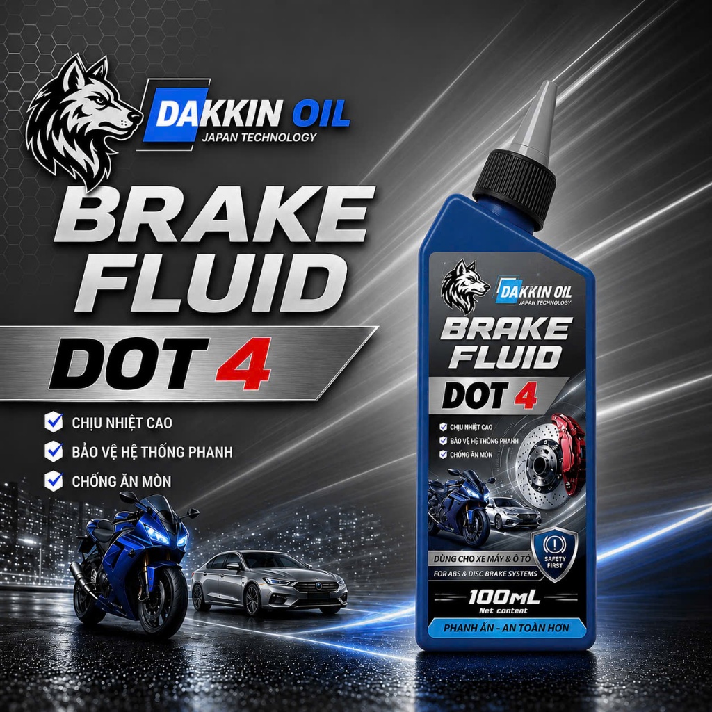 DẦU THẮNG  AKLUBE BRAKE FLUID DOT 4 - DẦU THẮNG CAO CẤP  -  100ML