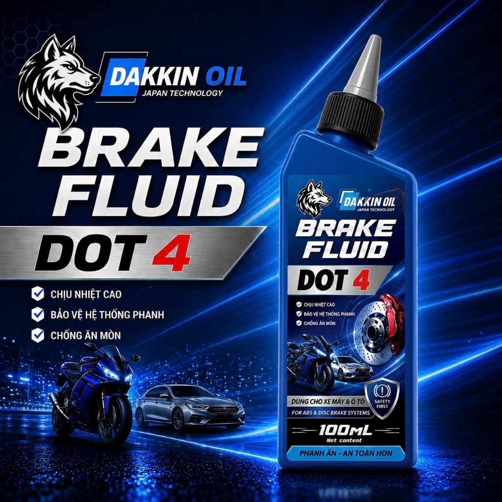 DẦU THẮNG  AKLUBE BRAKE FLUID DOT 4 - DẦU THẮNG CAO CẤP  -  100ML