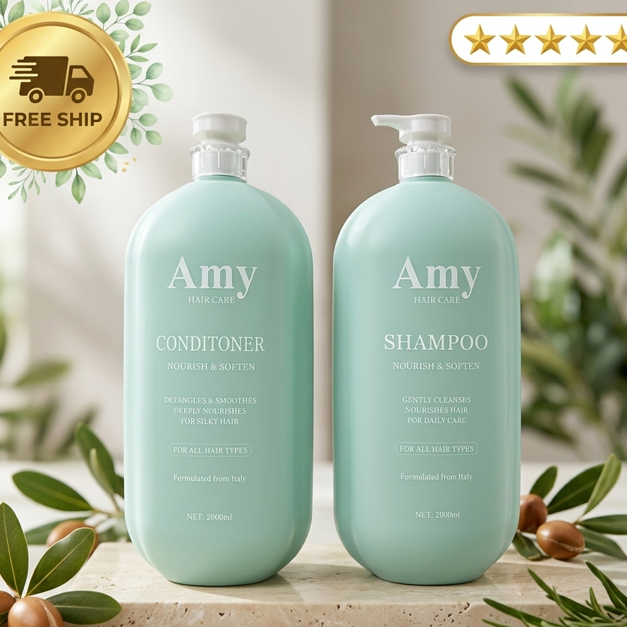 Cặp Dầu Gội Xả Amy Hair Care 2000ml - Combo Gội Xả Phục Hồi Tóc Khô Xơ Nuôi Dưỡng Tóc Mượt