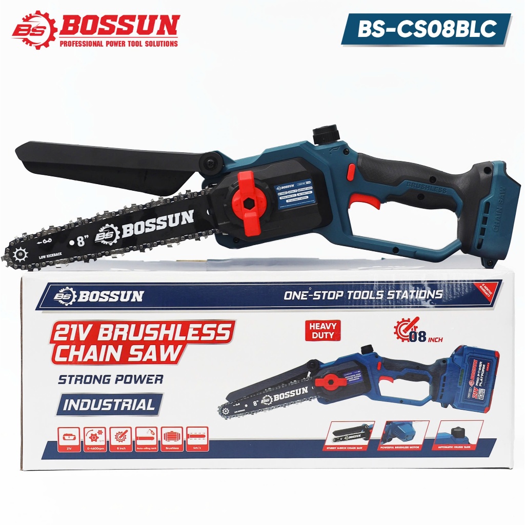 [Bảo Hành 12 Tháng] Máy Cưa Xích Bossun 8inch BS-CS08BLC Không Chổi Than, 100% Lõi Đồng, Chính Hãng Chuyên Cưa, Cắt Gỗ