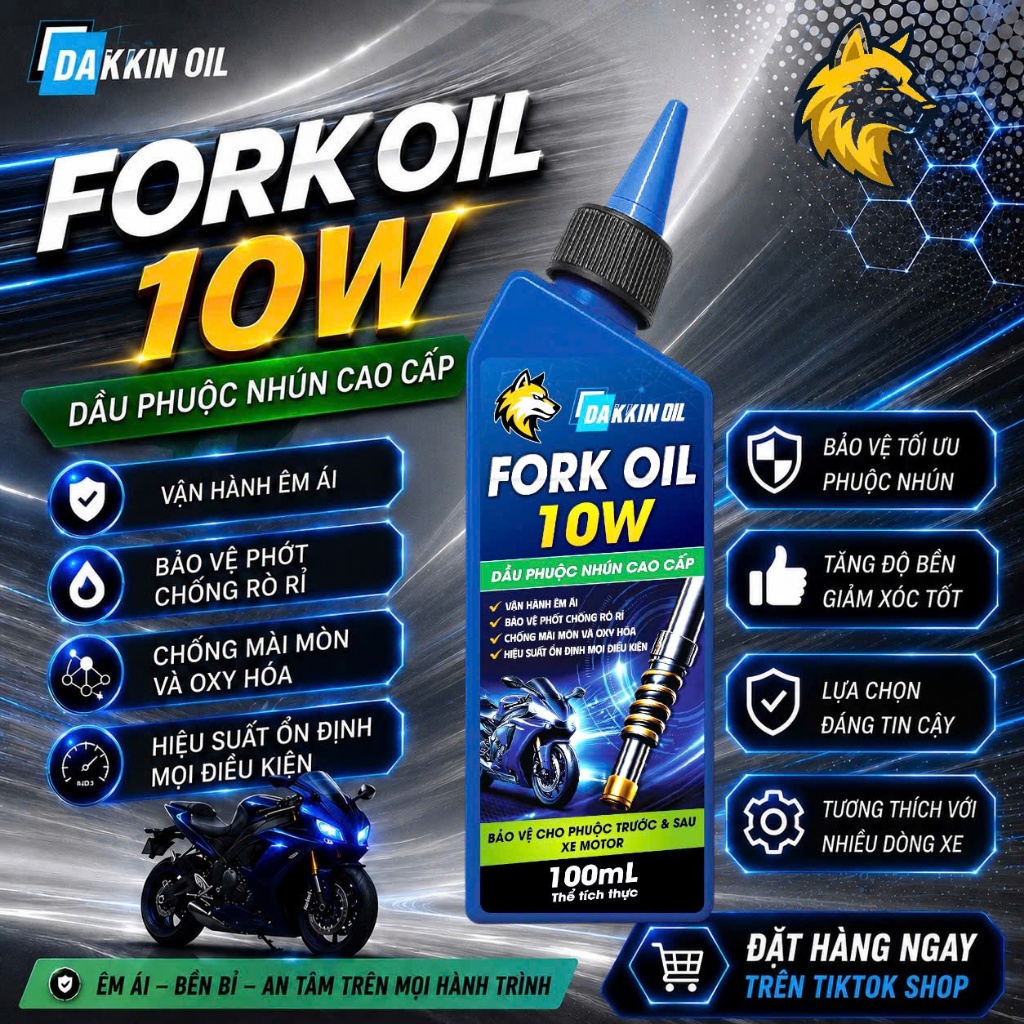 DẦU PHUỘC GIẢM XÓC AKLUBE FORK OIL  10W 100ML