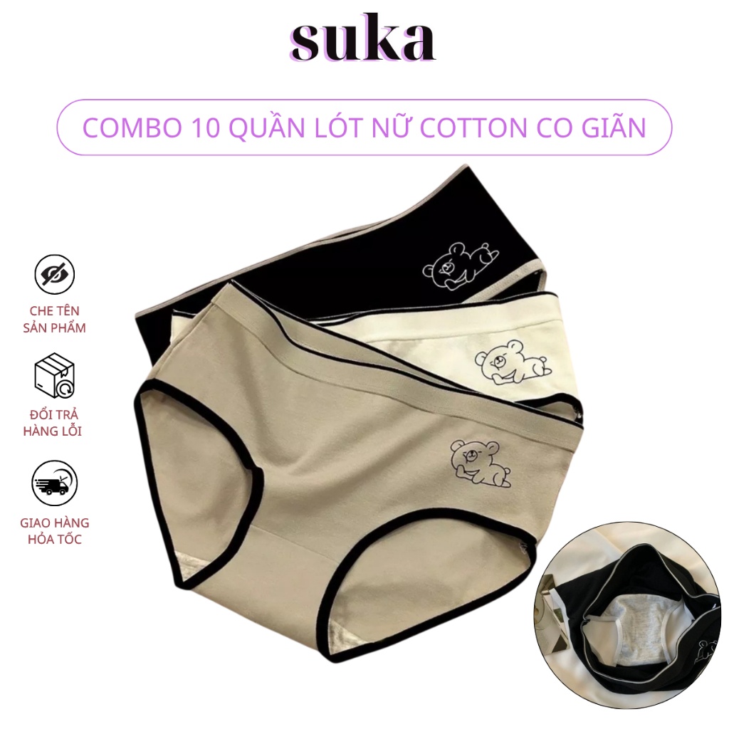 Sét 10 Quần Lót Nữ Cotton Co Giãn 4 Chiều Thoải Mái 583