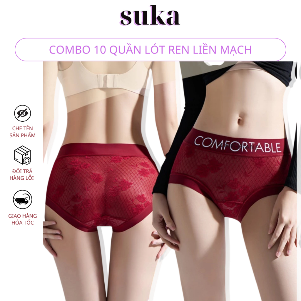 Sét 10 quần lót Ren Nữ không lộ viền, mặc gợi cảm, thoáng mát, phong cách năng động, trẻ trung 600