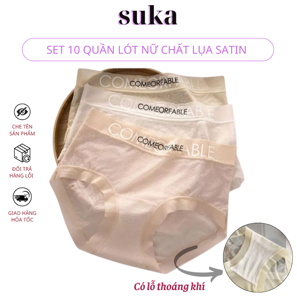 Combo 10 Quần Lót Lụa Phối Ren Sexy – Chất Mềm, Co Giãn, Thoáng Khí 638