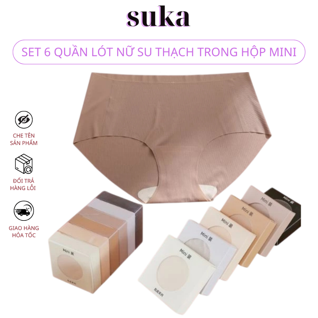 Set 6 quần lót nữ su thạch tàng hình trong hộp mini sang trọng 678