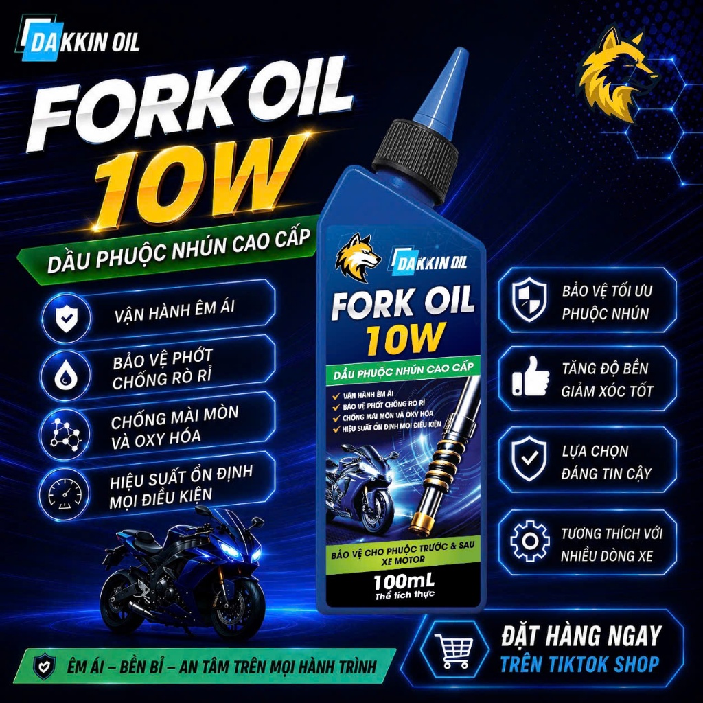 DẦU PHUỘC GIẢM XÓC AKLUBE FORK OIL  10W 100ML