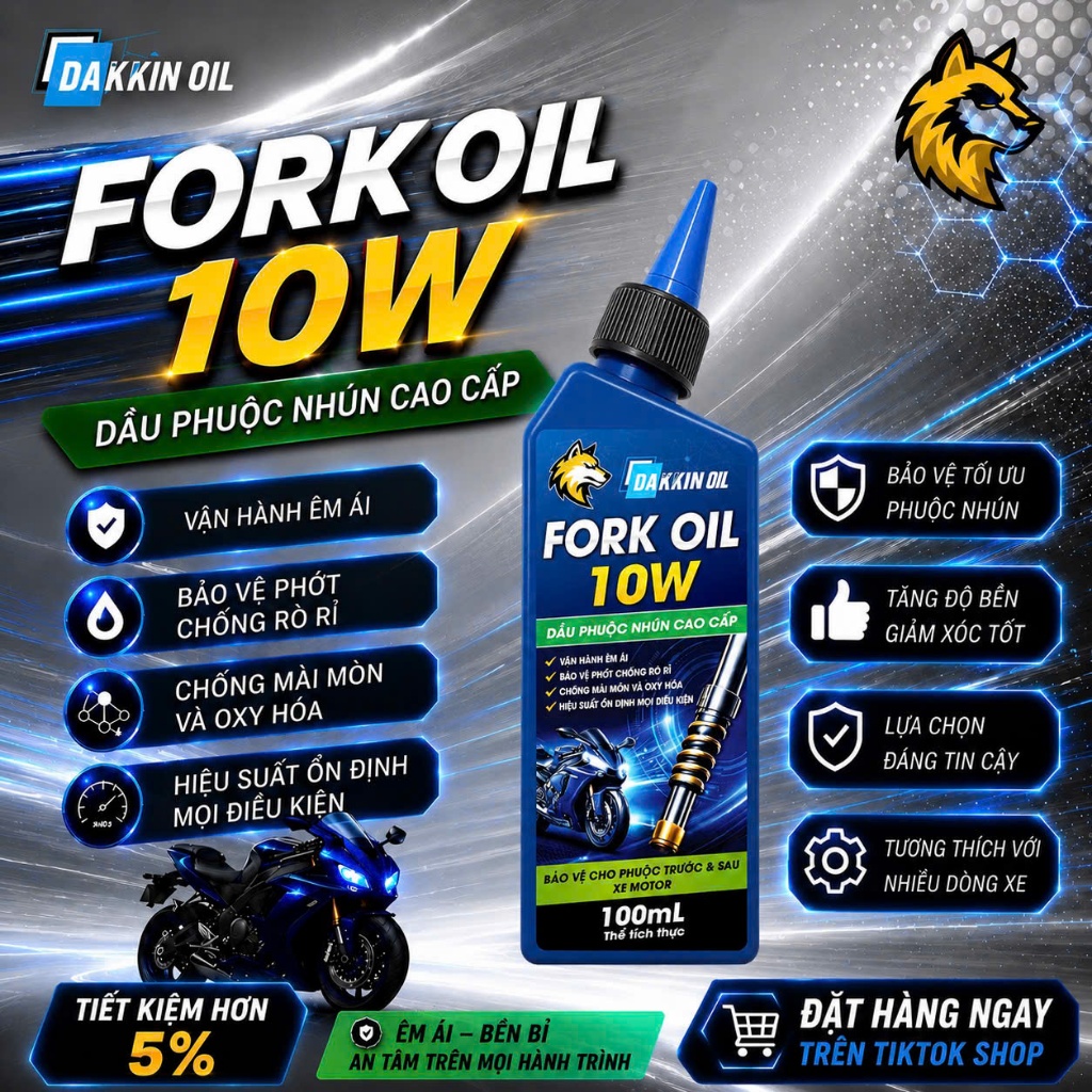 DẦU PHUỘC GIẢM XÓC AKLUBE FORK OIL  10W 100ML