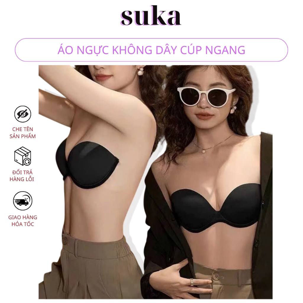 Áo Ngực Không Dây Cúp Ngang Nâng Ngực Chống Tụt Kiểu Hở Lưng 753