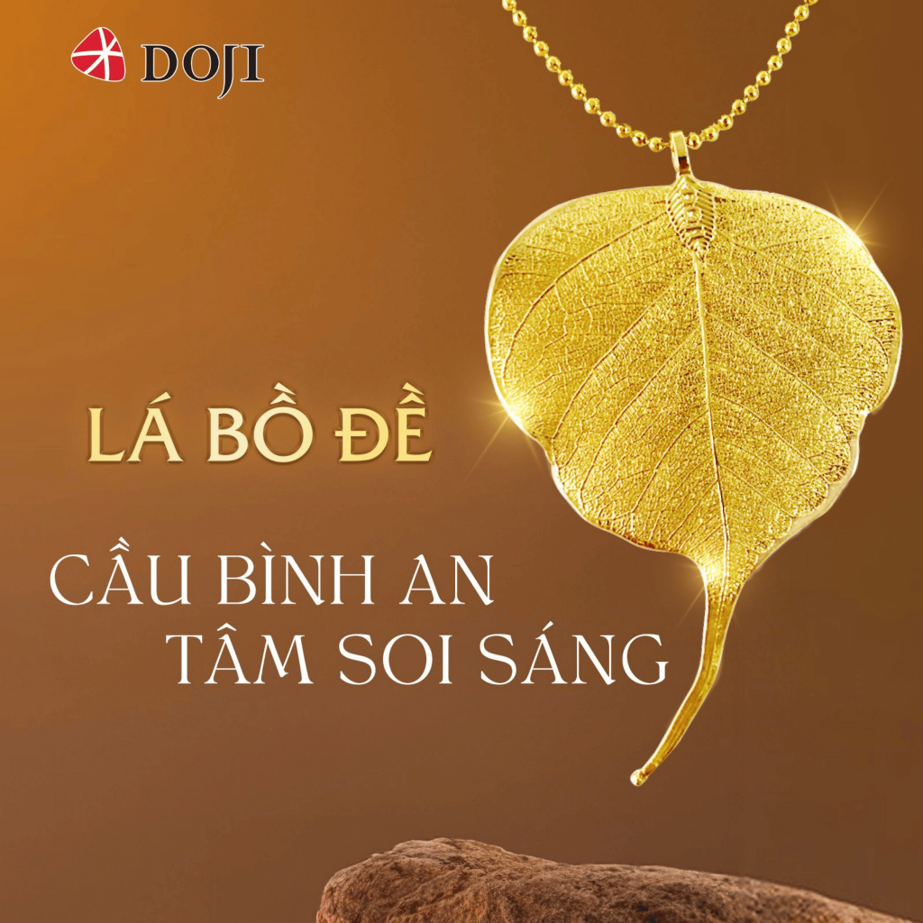 [Độc quyền] Lá Bồ Đề Phong Thủy Mạ Vàng DOJI Cao Cấp May Mắn Phù Hợp Làm Quà Tặng, Trang Trí