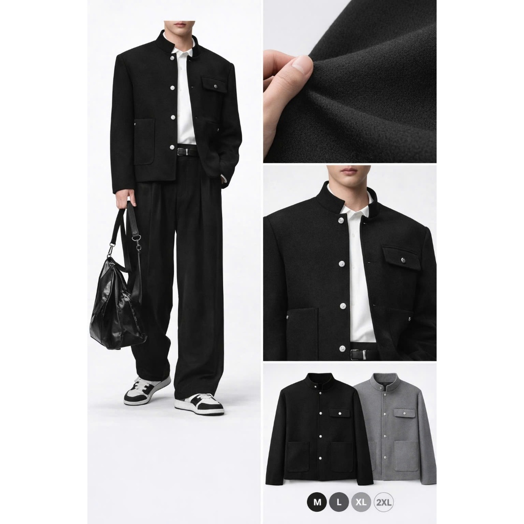 ÁO KHOÁC NAM CỔ TÀU FORM RỘNG CAO CẤP – CHUẨN STYLE HÀN QUỐC | BigBuy360 - bigbuy360.vn