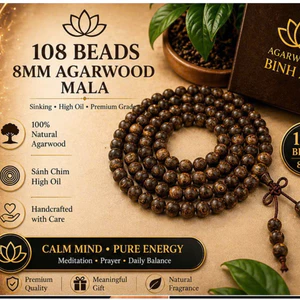 Vòng Tay Trầm Hương 108 Hạt Sánh Chìm 8mm - Chuỗi Hạt Phong Thủy Nữ Cao Cấp Làm Quà Tặng Bình An - Trầm Bình An