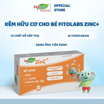 Kẽm Hữu Cơ Cho Bé Fitolabs ZinC + Giúp Bé Ăn Ngon, Tăng Sức Đề Kháng,Tiêu Hóa Tốt, Tăng Hấp Thu Hộp 20 Ống [Mẫu Mới]