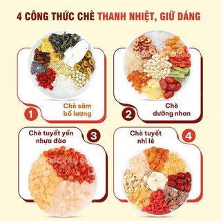 Chè dưỡng nhan set 750g mix sẵn đủ vị, chè tuyết yến dưỡng nhan mát gan, thanh nhiệt cho cả gia đình