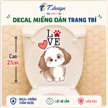 Miếng Dán Bồn Cầu Dễ Thương, Chống Nước, Cao Cấp - Miễn Phí Vận Chuyển! Trang Trí Bồn Cầu Sáng Tạo, Cắt Sẵn, PVC.