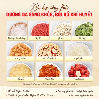 Chè dưỡng nhan set 750g mix sẵn đủ vị, chè tuyết yến dưỡng nhan mát gan, thanh nhiệt cho cả gia đình