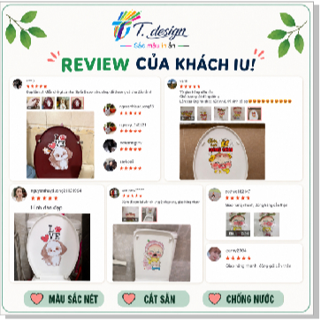 Miếng Dán Bồn Cầu Dễ Thương, Chống Nước, Cao Cấp - Miễn Phí Vận Chuyển! Trang Trí Bồn Cầu Sáng Tạo, Cắt Sẵn, PVC.