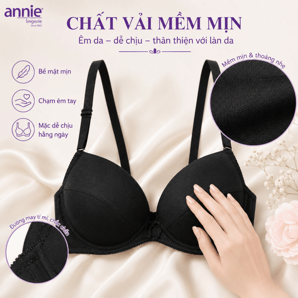 annie Áo Ngực Gọng Mềm Êm Ái Chất Liệu Valize Cao Cấp Mềm Mại Đệm Mỏng 0.5cm Thiết Kế Tinh Tế Dễ Phối Đồ BRA3013b