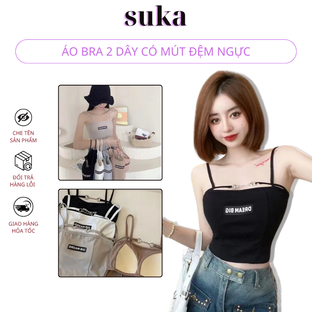 Áo Bra 2 Dây Có Mút Đệm Ngực Ôm Dáng Cho Nữ 864