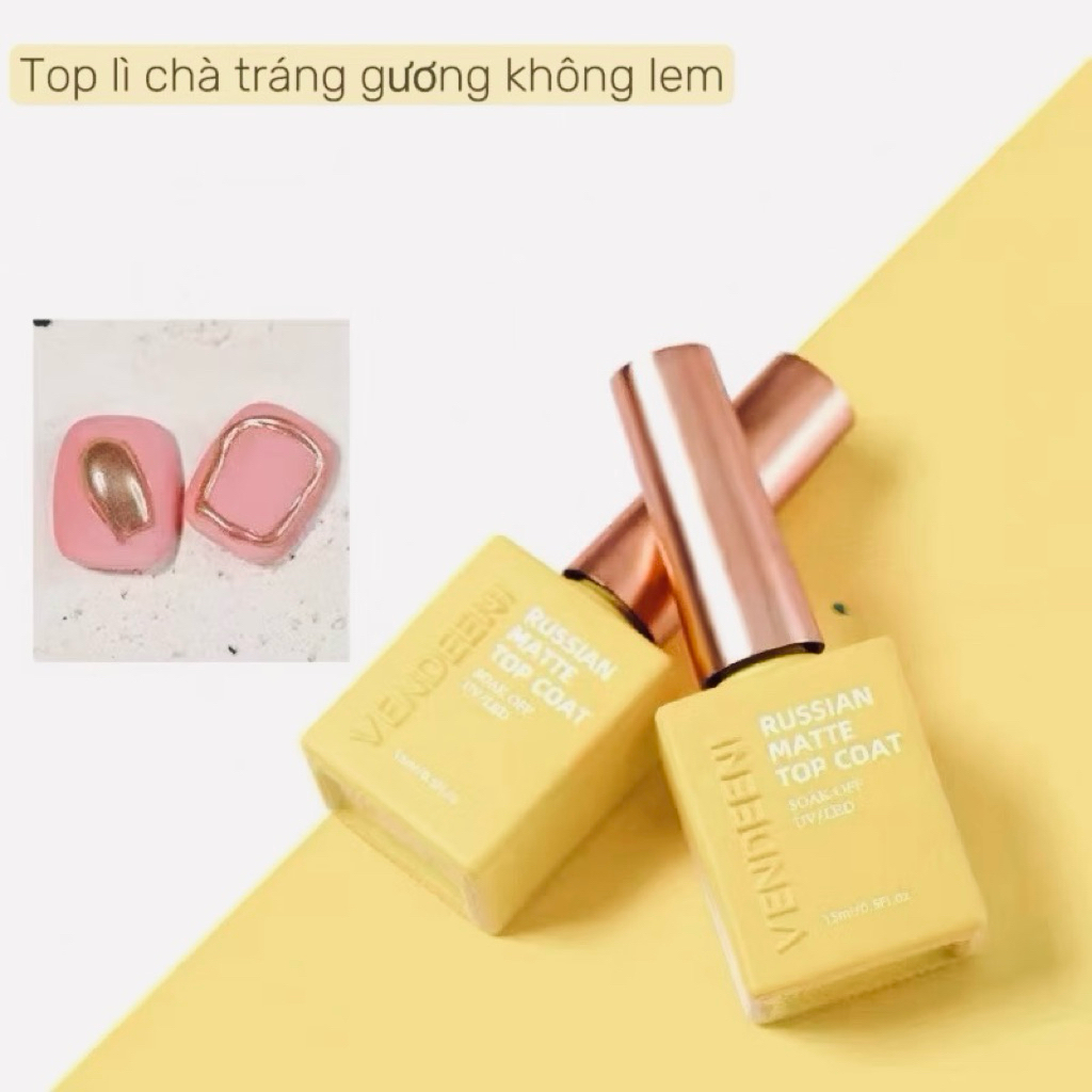 [Top lì không lem Vendeeni 15ml-Gel liên kết làm nền chà tráng gương, vẽ móng, trang trí nail