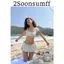 2Soonsumff Set 2 món áo crotop tay ngắn cổ vuồng viền ren phối chân váy ngắn xòe mùa hè đi biển cho nữ