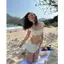 2Soonsumff Set 2 món áo crotop tay ngắn cổ vuồng viền ren phối chân váy ngắn xòe mùa hè đi biển cho nữ