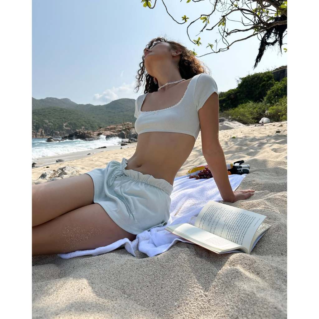 [HỎA TỐC HÀ NỘI] 2Soonsumff Set 2 món áo crotop tay ngắn cổ vuồng viền ren phối chân váy ngắn xòe mùa hè đi biển cho nữ