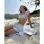 2Soonsumff Set 2 món áo crotop tay ngắn cổ vuồng viền ren phối chân váy ngắn xòe mùa hè đi biển cho nữ