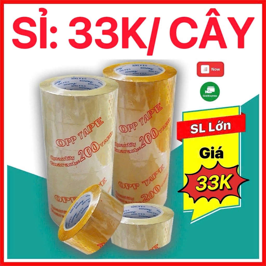 [XẢ KHO] Băng Keo, Băng Dính Trong/Đục 4.8cm - 200Yard (1.8kg/cây 6 Cuộn), Băng Keo 100Y, 200Y Dán Thùng,Đóng Gói
