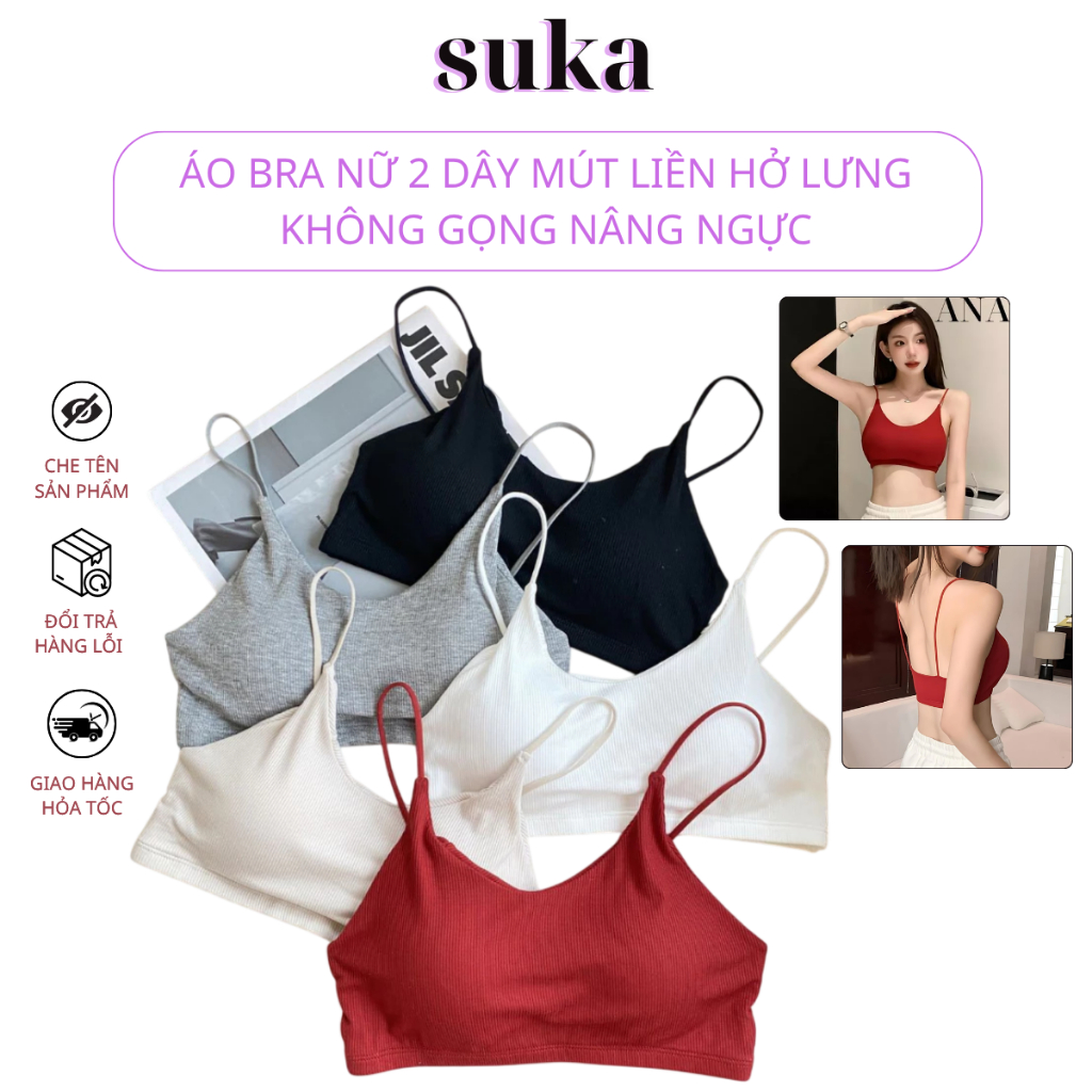 Áo Bra Nữ 2 Dây Mút Liền Hở Lưng Không Gọng Nâng Ngực 1181