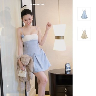 Đầm Ngắn Nữ String Pleated Waist, Chất Vải Linen Gân Thoải Mái, WDN089 SOME HOW STORE