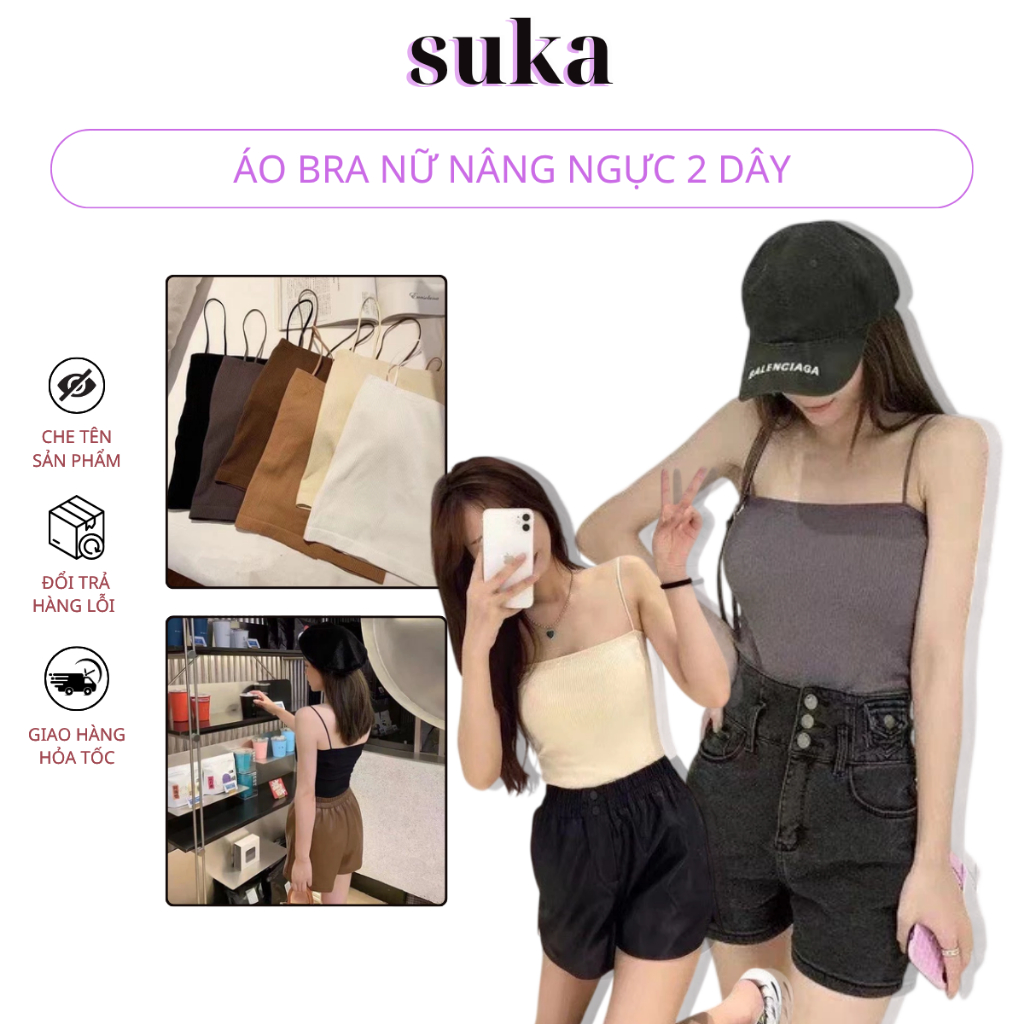 Áo bra nữ nâng ngực 2 dây, ao bra dáng dài mền mịn thoáng mát 1808