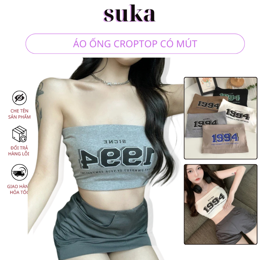 Áo ống có sẵn mút kiểu croptop áo bra quây xinh đa năng nhiều màu gym đi chơi đi biển đều đẹp 1994