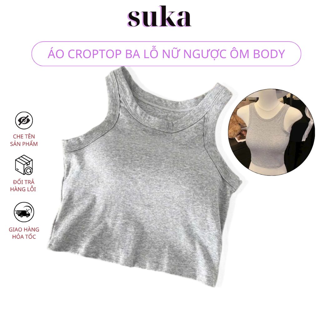 Áo Croptop Ba Lỗ Nữ Ngược Ôm Body Chất Thun Gân Cao Cấp Mền Mát Co Giãn Tốt Mặc Đep 2076