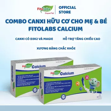[COMBO]Canxi Hữu Cơ Cho Bé Calcium FITOLABS Tăng Chiều Cao Giúp Xương Răng Chắc Khoẻ Cho Bé Từ 1 Tuổi Hộp 20 Ống